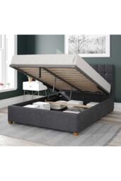 Aspire Sinatra Upholstered Ottoman Storage Bed, Plush Velvet Fabric in Grey - Size: Super King - thumbnail 2