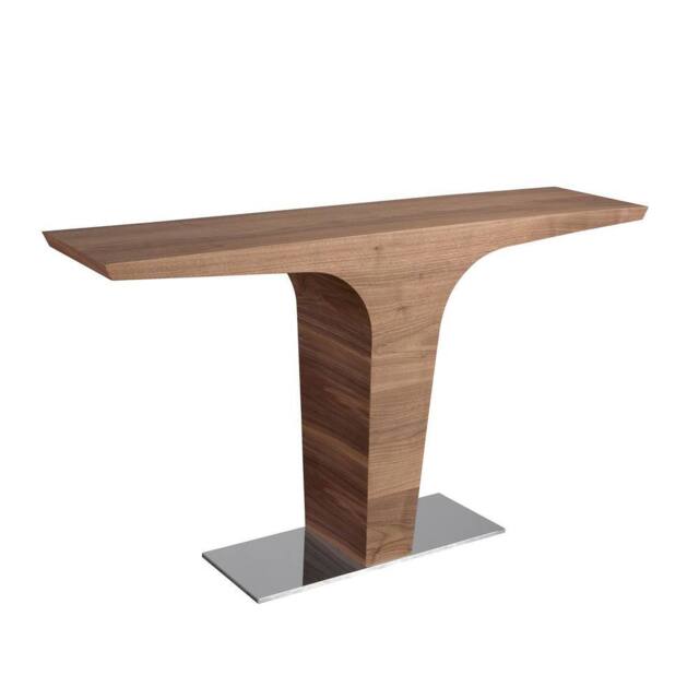 Angel Cerda Rectangular Walnut Console Table with Chrome-Plated in Brown - image 1