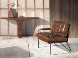 Angel Cerda Rectangular Walnut Console Table with Chrome-Plated in Brown - thumbnail 3