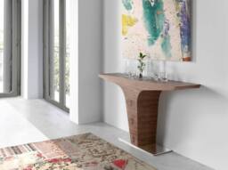 Angel Cerda Rectangular Walnut Console Table with Chrome-Plated in Brown - thumbnail 6