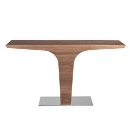 Angel Cerda Rectangular Walnut Console Table with Chrome-Plated in Brown - thumbnail 2