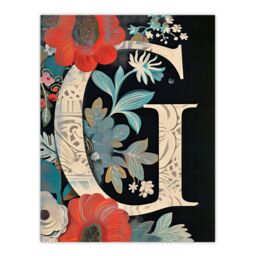 "Artery8 Women's Wall Art Print Letter G with Abstract Flowers Painting Foliage Floral Word Art For Her Poster - Size: W12"" x H16""" - thumbnail 1
