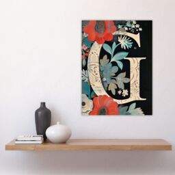 "Artery8 Women's Wall Art Print Letter G with Abstract Flowers Painting Foliage Floral Word Art For Her Poster - Size: W12"" x H16""" - thumbnail 4