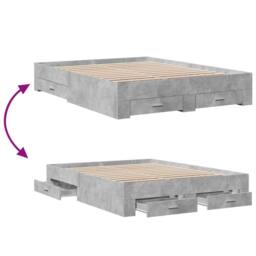 Berkfield Home Bed Frame with Drawers without Mattress Concrete Grey 140x200 cm - thumbnail 7