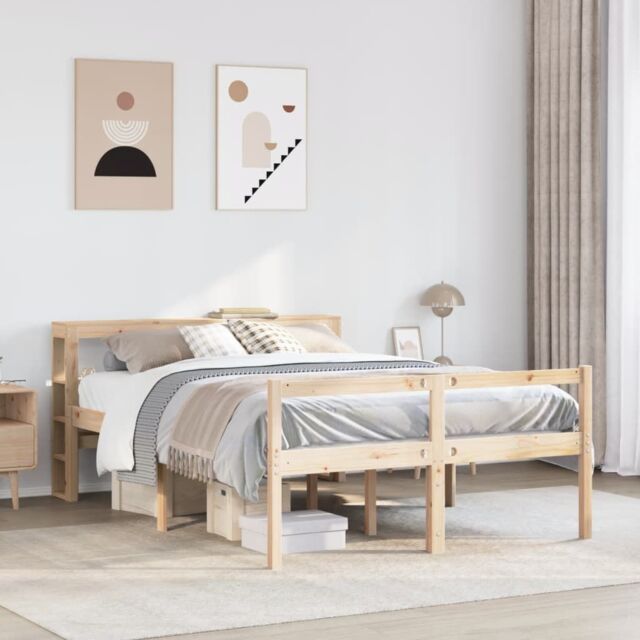 Berkfield Home Senior Bed with Headboard without Mattress 120x190 cm Small Double in Brown - image 1