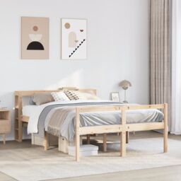 Berkfield Home Senior Bed with Headboard without Mattress 120x190 cm Small Double in Brown - thumbnail 1
