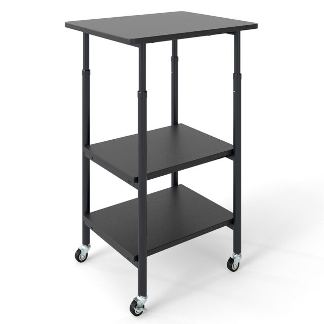 Costway Height Adjustable Printer Stand 3-Tier Printer Cart with Storage in Black - image 1