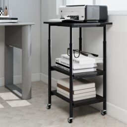 Costway Height Adjustable Printer Stand 3-Tier Printer Cart with Storage in Black - thumbnail 8