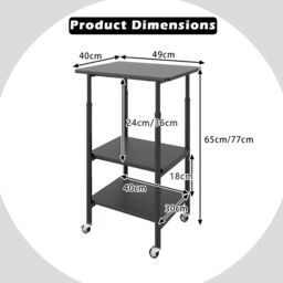 Costway Height Adjustable Printer Stand 3-Tier Printer Cart with Storage in Black - thumbnail 2