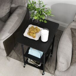 Costway Height Adjustable Printer Stand 3-Tier Printer Cart with Storage in Black - thumbnail 9
