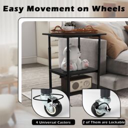 Costway Height Adjustable Printer Stand 3-Tier Printer Cart with Storage in Black - thumbnail 5