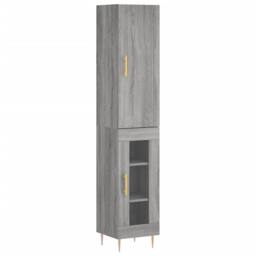 Berkfield Home Highboard Grey Sonoma 34.5x34x180 cm Engineered Wood - thumbnail 3