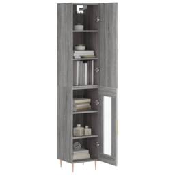 Berkfield Home Highboard Grey Sonoma 34.5x34x180 cm Engineered Wood - thumbnail 1