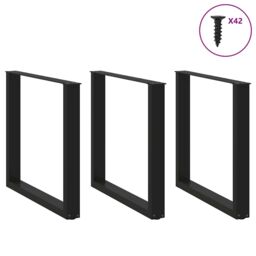 Berkfield Home Coffee Table Legs U-Shaped 3 pcs Black 80x(72-73) cm Steel - thumbnail 3