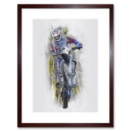 "Artery8 Wall Art Print Dirt Bike Motocross Sport Graphic Framed in Brown - Size: W7"" x H9""" - thumbnail 1