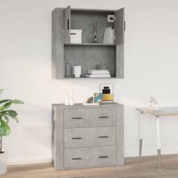 Berkfield Home Wall Cabinet Concrete Grey 80x33x80 cm Engineered Wood - Size: 80 x 33 x 80 cm - thumbnail 9