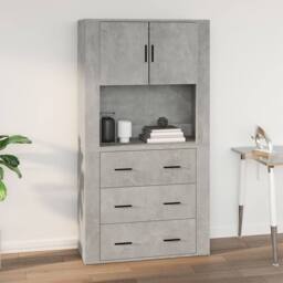 Berkfield Home Wall Cabinet Concrete Grey 80x33x80 cm Engineered Wood - Size: 80 x 33 x 80 cm - thumbnail 7