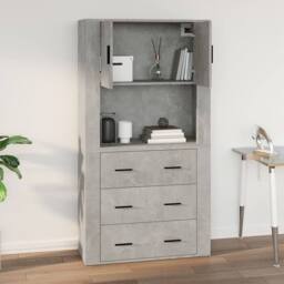 Berkfield Home Wall Cabinet Concrete Grey 80x33x80 cm Engineered Wood - Size: 80 x 33 x 80 cm - thumbnail 8