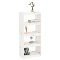 Berkfield Home Book Cabinet/Room Divider White 60x30x135.5 cm Solid Wood Pine - thumbnail 4