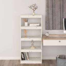 Berkfield Home Book Cabinet/Room Divider White 60x30x135.5 cm Solid Wood Pine - thumbnail 3
