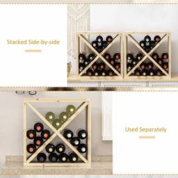 Havendro 24 BottleWine Rack, X-cube Wine Holder for Kitchen in Natural - thumbnail 5