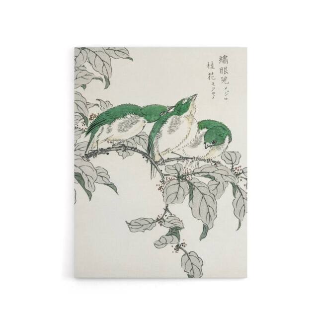 "Artery8 White Eye & Osmanthus Japanese Canvas Wall Art Print Kashu - Size: W18"" x H24""" - image 1