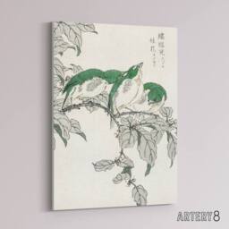 "Artery8 White Eye & Osmanthus Japanese Canvas Wall Art Print Kashu - Size: W18"" x H24""" - thumbnail 2