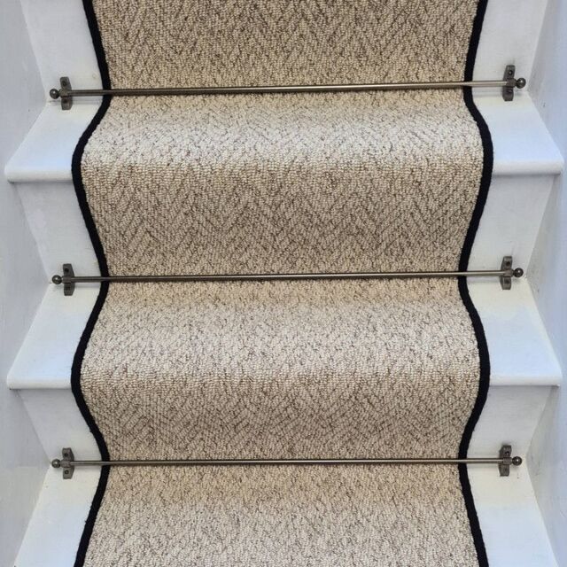 RainbowHome Herringbone Berber Beige Stain Free Stair Runner With 100% Pure Wool Edge - Size: 15 cm x 20 cm - image 1