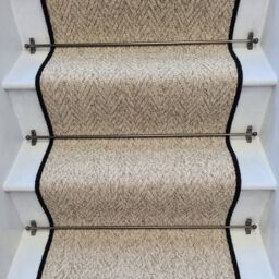RainbowHome Herringbone Berber Beige Stain Free Stair Runner With 100% Pure Wool Edge - Size: 15 cm x 20 cm - thumbnail 1