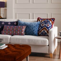 Paoletti Henderson Embroidered 100% Cotton Cushion in Red - Size: 45 cm x 45 cm - thumbnail 7