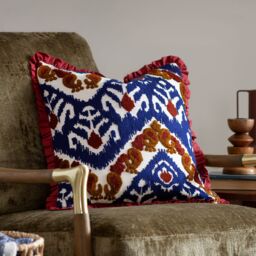 Paoletti Henderson Embroidered 100% Cotton Cushion in Red - Size: 45 cm x 45 cm - thumbnail 1