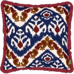 Paoletti Henderson Embroidered 100% Cotton Cushion in Red - Size: 45 cm x 45 cm - thumbnail 2