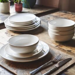 Cooks Professional 12pc Nordic Stoneware Dinnerware Set 4 Person Plate & Bowl Setting in White - Size: 12 Pack - thumbnail 2