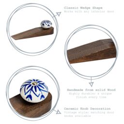 Nicola Spring Traditional Vintage Wooden Door Wedge Stop in Navy - thumbnail 2