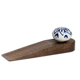 Nicola Spring Traditional Vintage Wooden Door Wedge Stop in Navy - thumbnail 1