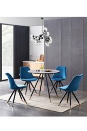 Life Interiors Sofia' Dorchester LUX Dining Set with a Table & Chairs Set of 4 in Blue - thumbnail 2