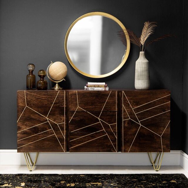 IH Design Jusleen Solid Mango Wood 2 Door 3 Drawer Extra Large Sideboard in Brown - image 1