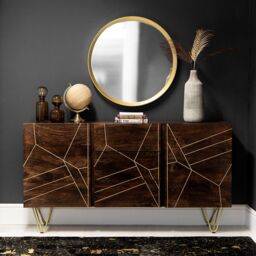 IH Design Jusleen Solid Mango Wood 2 Door 3 Drawer Extra Large Sideboard in Brown