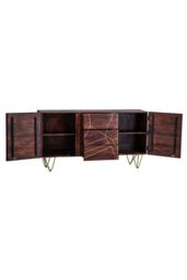 IH Design Jusleen Solid Mango Wood 2 Door 3 Drawer Extra Large Sideboard in Brown - thumbnail 3