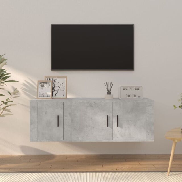 Berkfield Home 2 Piece TV Cabinet Set Concrete Grey Engineered Wood - image 1