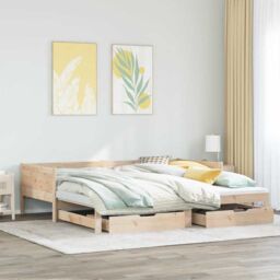 Berkfield Home Daybed with Trundle & Drawers without Mattress 90x190 cm Single in Brown - thumbnail 1