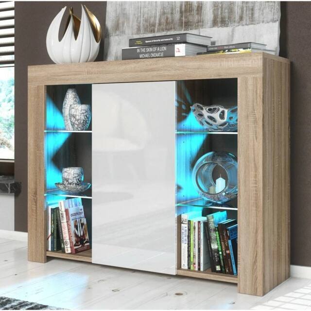 SPETLEK TV Unit Display Oak Matt Body White High Gloss Fronts in Natural - Size: 0.6m2 - image 1
