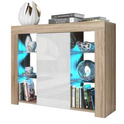 SPETLEK TV Unit Display Oak Matt Body White High Gloss Fronts in Natural - Size: 0.6m2 - thumbnail 2