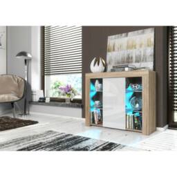 SPETLEK TV Unit Display Oak Matt Body White High Gloss Fronts in Natural - Size: 0.6m2 - thumbnail 3