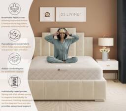 DS Living Sanctuary Medium Hybrid Pocket Gel Aurora Mattress in Grey - Size: Small Single - thumbnail 6