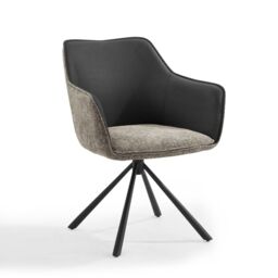 Home Detail Lisbon Fabric Swivel Dining Chair Set of 2, Grey/Beige in Beige - Size: 2 Pack - thumbnail 2