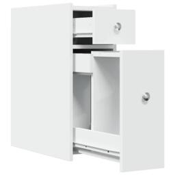 Berkfield Home Narrow Bathroom Cupboard with Wheels White Engineered Wood - thumbnail 7