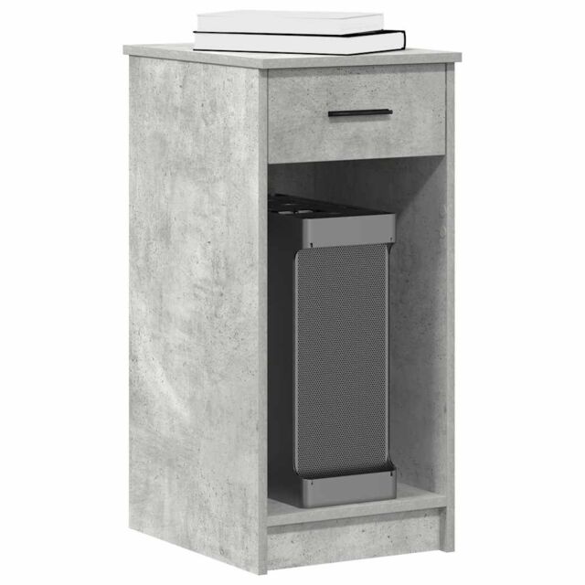 Berkfield Home Computer Tower Stand with Drawer Concrete Grey 35x45x77 cm - Size: 35 x 45 x 77 cm - image 1