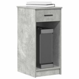 Berkfield Home Computer Tower Stand with Drawer Concrete Grey 35x45x77 cm - Size: 35 x 45 x 77 cm - thumbnail 1