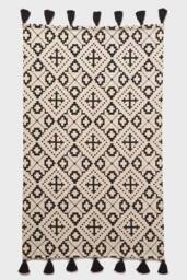 Homescapes Reva Black & White Cotton Geometric Rug - Size: 120 cm x 170 cm - thumbnail 2